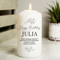 Personalised Floral Pillar Candle Extra Image 1 Preview